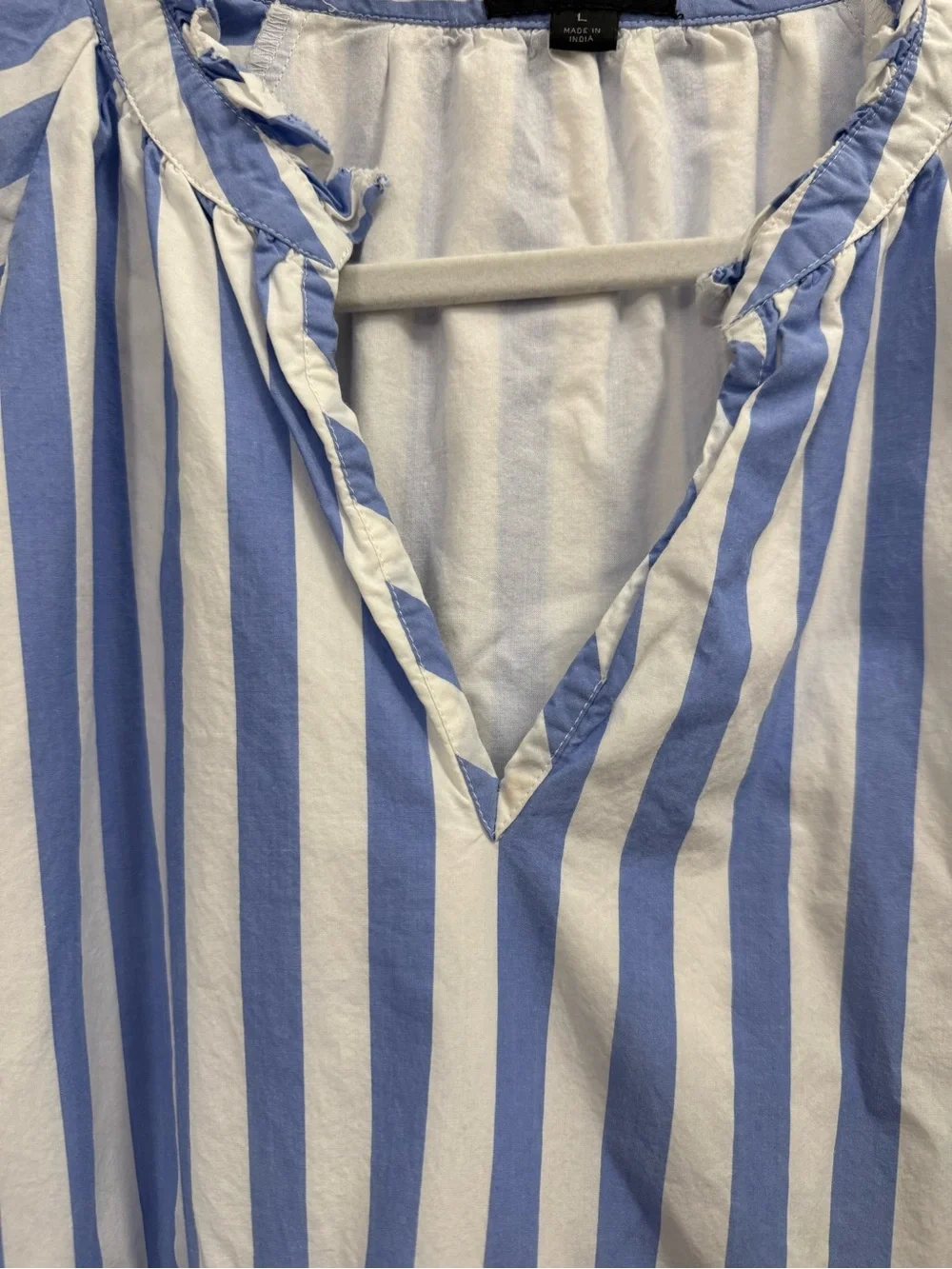 J Crew Tiered Popover Dress Striped Cotton Poplin Large
